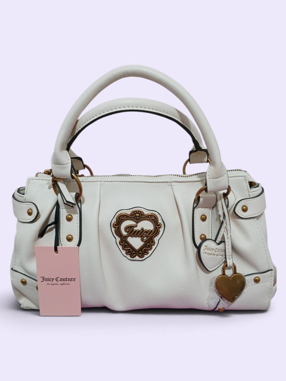 Juicy Couture White Leather Satchel with Gold Accents